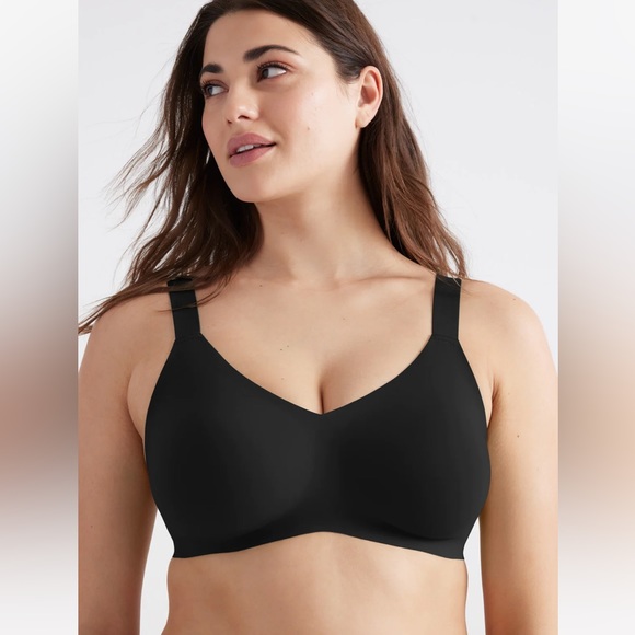 Knix Padded V-Neck Wireless Wide Strap Black Bra Size 6+ - Picture 1 of 9